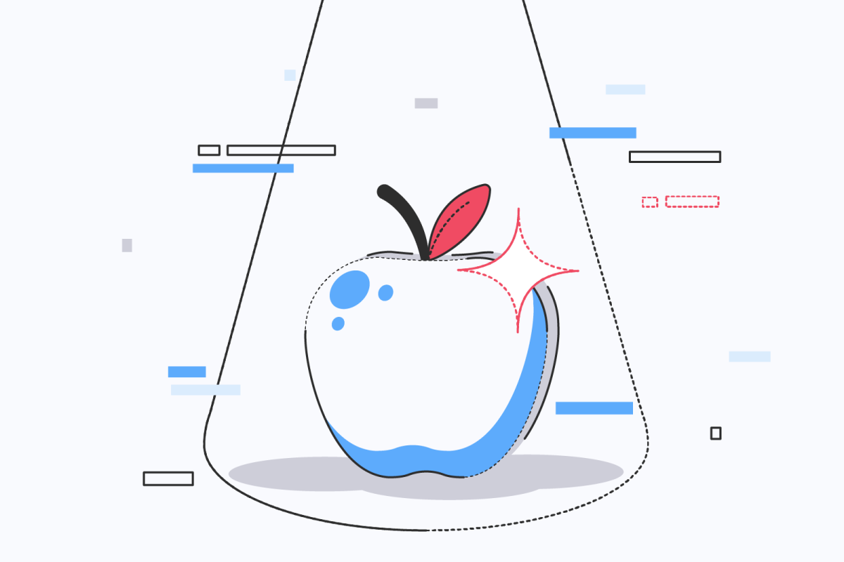 Visual illustration: branding as Design Accents using the example of the Apple logo.