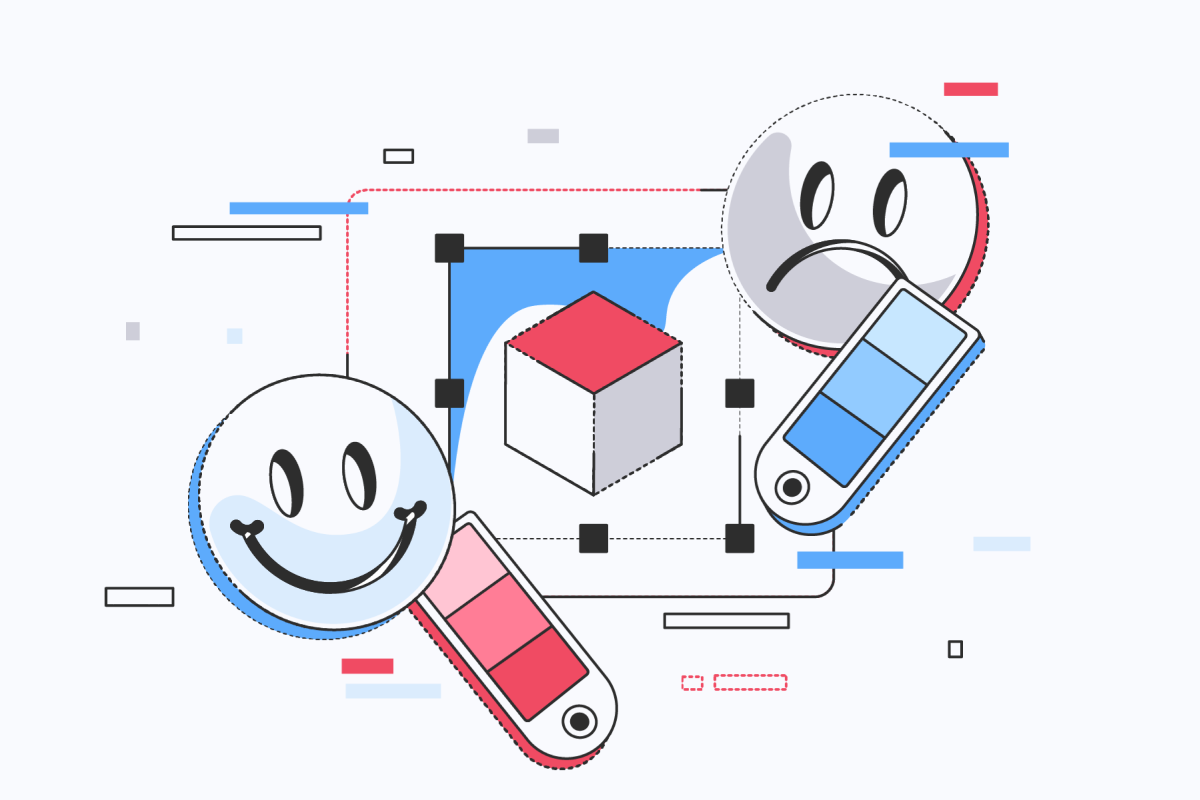 Visual illustration: color scheme as Design Accents. For instance, designers often use the color red to convey a sense of urgency or excitement and use blue color to create an atmosphere of calmness and trustworthiness. 